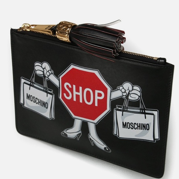 Moschino Black Clutch with Sign Graphic Shop stop - Picture 2 of 9